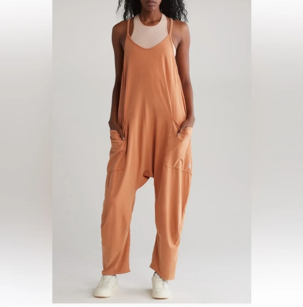 Free People Hotshot Romper In Cedar (Earthy Terracotta Orange) - Picture 1 of 14